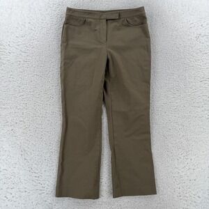 Theory Pants Womens 0 Brown Cropped Double Stretch Twill Pull On Work Career